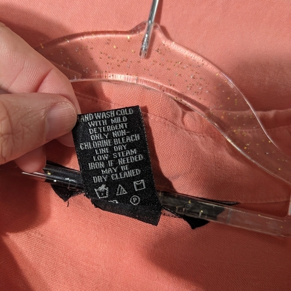 Dialogue Pink Button Down Linen Blend Shirt Sz 2X - Picture 10 of 10